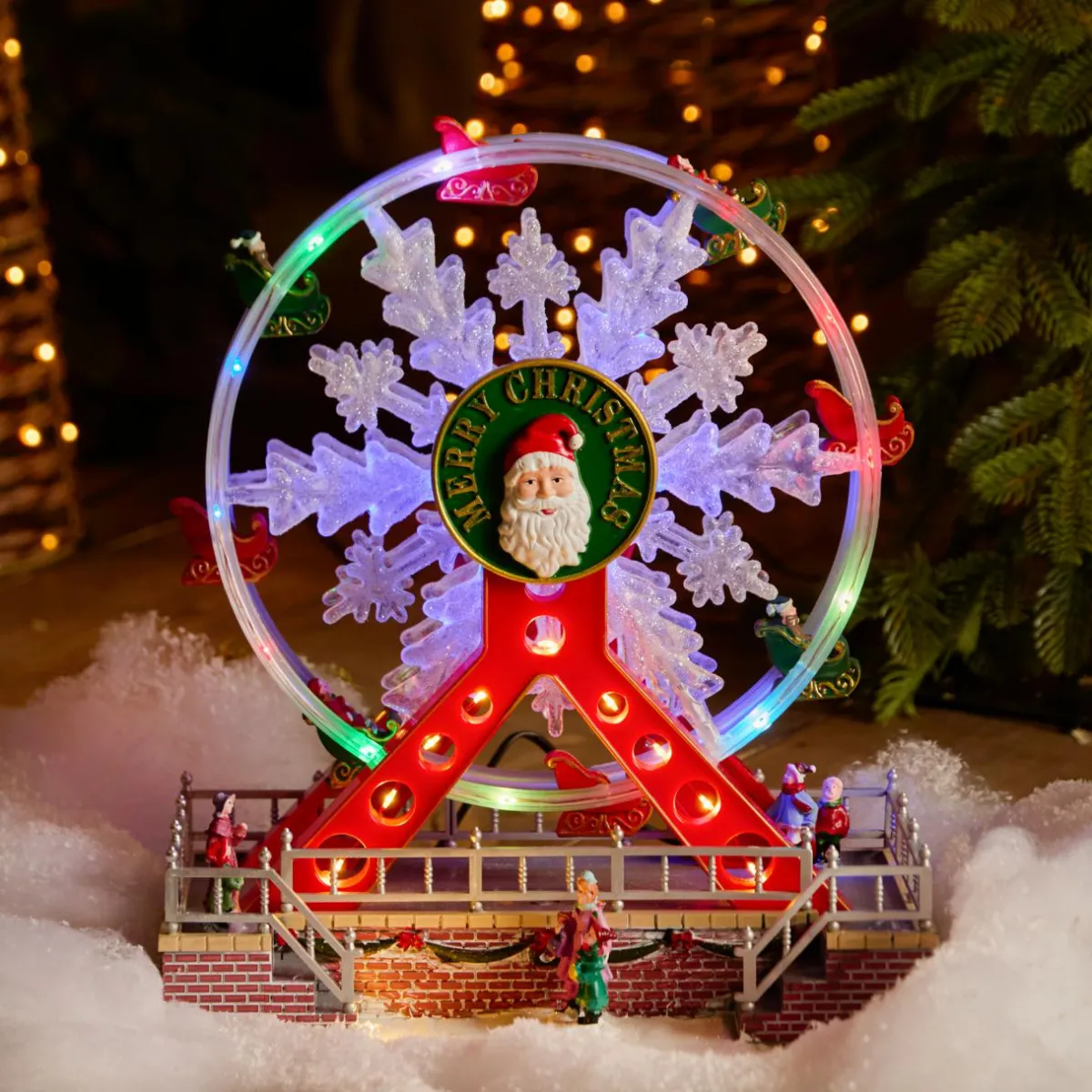 KAEMINGK Grande roue lumineuse et musicale Merry Christmas Outlet