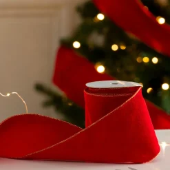 JJA Guirlande de Noël ruban (500 cm) Velours Rouge Clearance