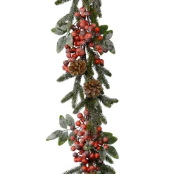 KAEMINGK Guirlande de sapin (180 cm) Jour de fête pailleté Rouge Sale