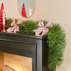 JJA Guirlande de sapin (270 cm) Noeuds rayé et blanc Rouge Discount