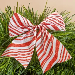 JJA Guirlande de sapin (270 cm) Noeuds rayé et blanc Rouge Discount