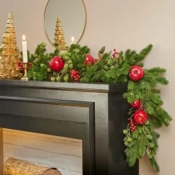 KAEMINGK Guirlande de sapin (180 cm) Pommes sucrées Rouge Outlet