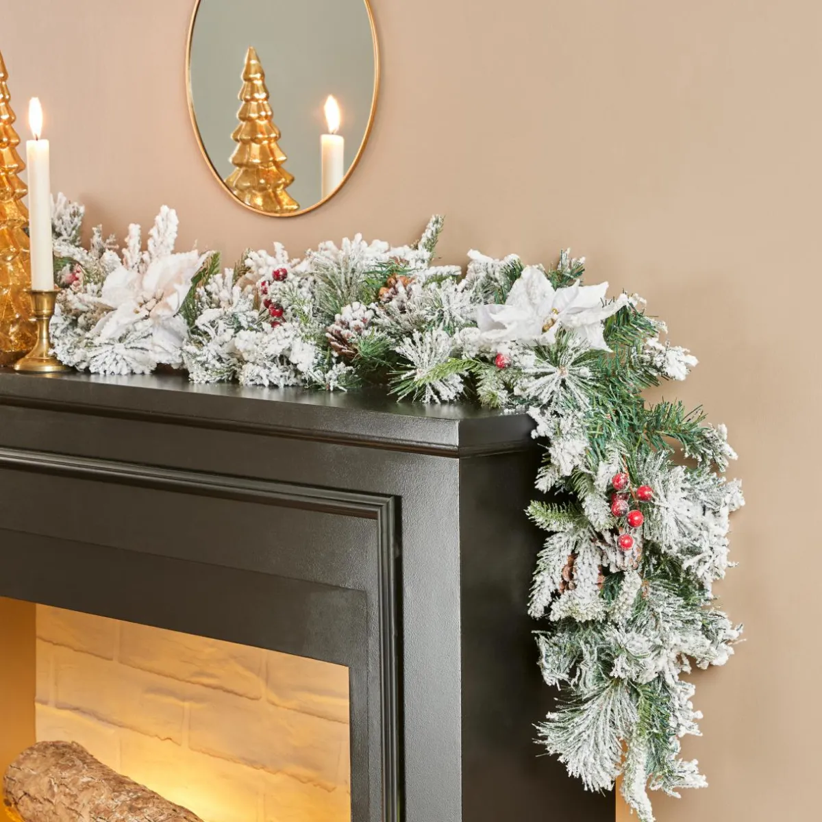 Feeric Lights & Christmas Guirlande de sapin (200 cm) Poinsettia luxe Blanc Online