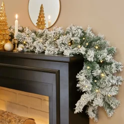 EMINZA Guirlande de sapin lumineuse (300 cm - D25) Royal Vert enneigé et Blanc chaud Sapin enneigé lumineux New