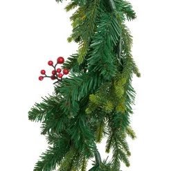 JJA guirlande de sapin lumineuse à piles (180 cm) Wister baies et pommes de pin Sapin vert lumineux Sale
