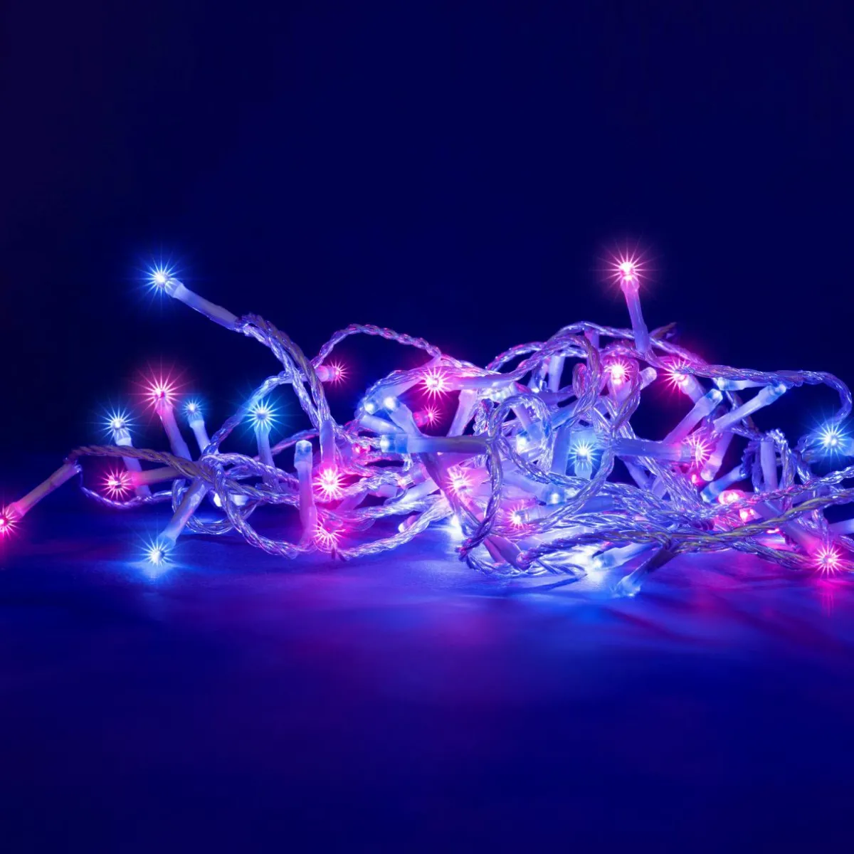 BLACHERE Guirlande lumineuse 8 m 128 LED câble transparent Bicolore et bleu Rose Hot
