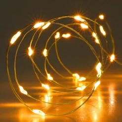 KOOPMAN Guirlande lumineuse à piles 195 cm 40 Micro LED Fil d'or Blanc très chaud Hot
