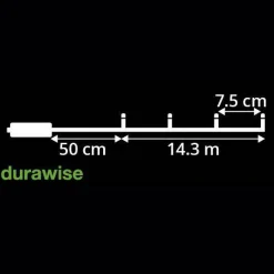 KAEMINGK Guirlande lumineuse à piles 14,30 m 192 LED câble noir Durawise Blanc chaud Blanc Chaud - câble noir New