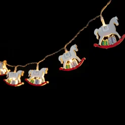 Feeric Lights & Christmas Guirlande lumineuse à piles 10 LED (1,65 m) Chevaux à bascule Blanc chaud Best