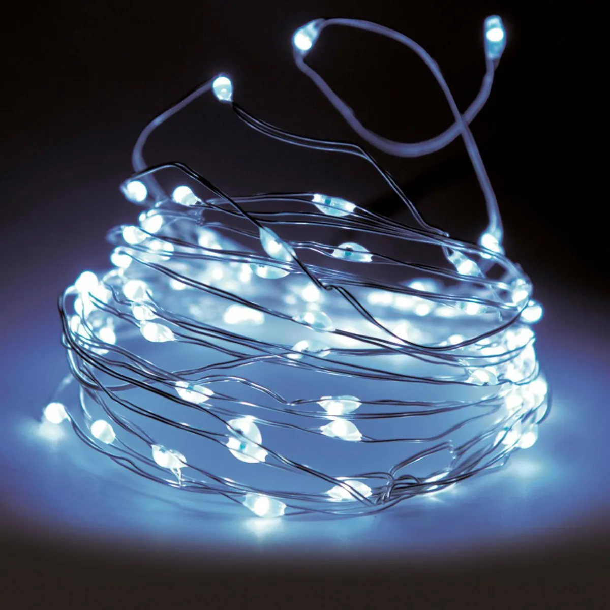 KOOPMAN Guirlande lumineuse à piles 195 cm 40 micro LED Fil d'argent Blanc froid Best