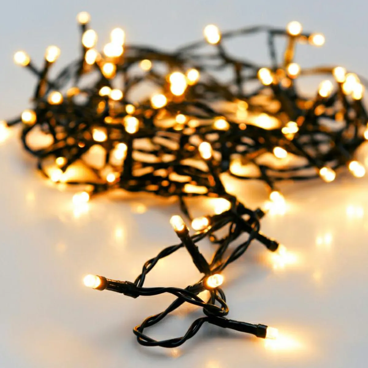 KOOPMAN Guirlande lumineuse à piles 3,5 m 48 LED câble noir Luxe Blanc chaud Blanc Chaud - câble noir