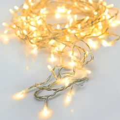 KOOPMAN Guirlande lumineuse à piles 14.50 m 192 LED câble transparent Luxe Blanc chaud Blanc Chaud - câble transparent