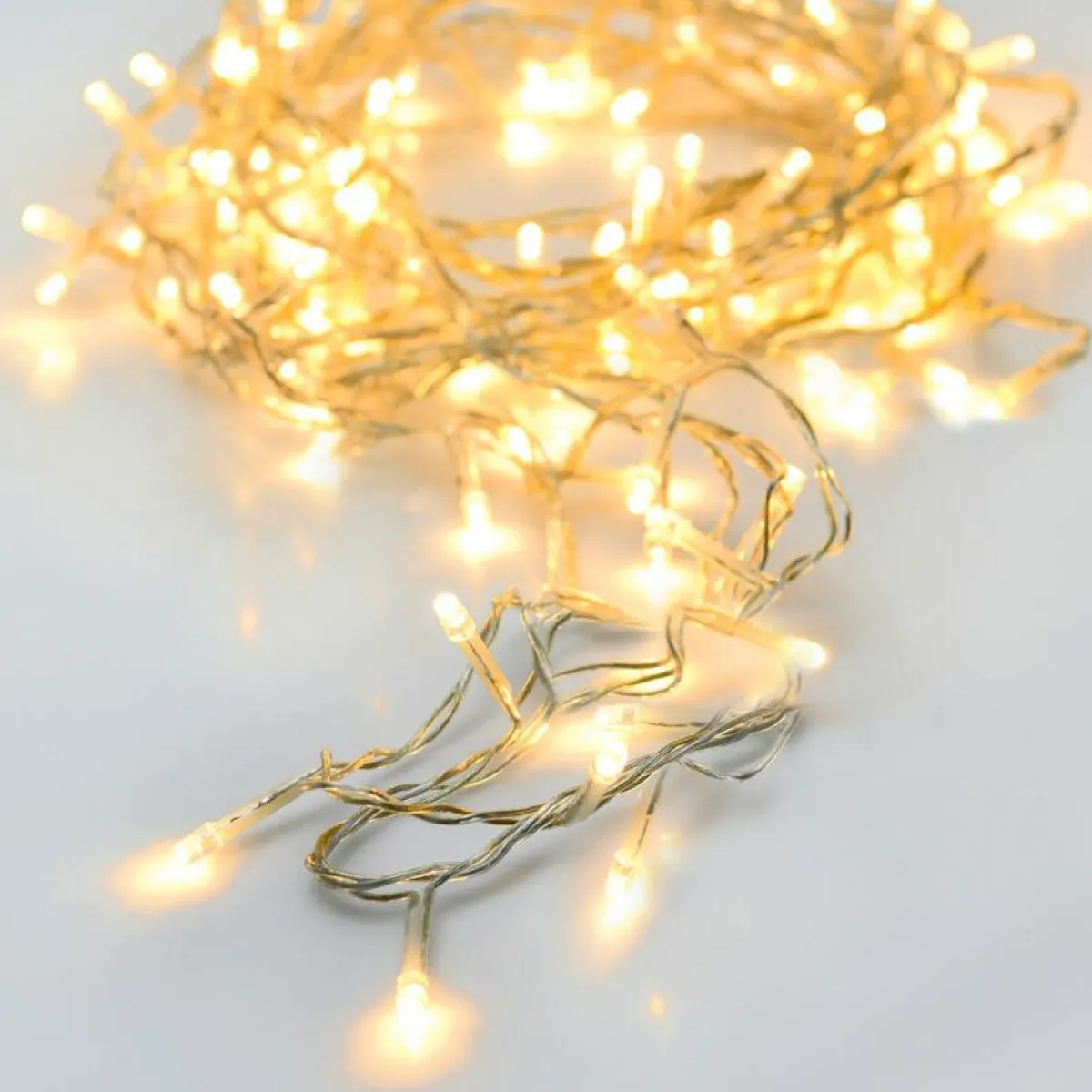 KOOPMAN Guirlande lumineuse à piles 14.50 m 192 LED câble transparent Luxe Blanc chaud Blanc Chaud - câble transparent