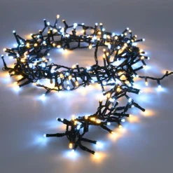 KOOPMAN Guirlande lumineuse à piles 4 m 200 LED câble vert Boa Bicolore blanc chaud et froid Bicolore Blanc chaud / Froid - câble vert Outlet