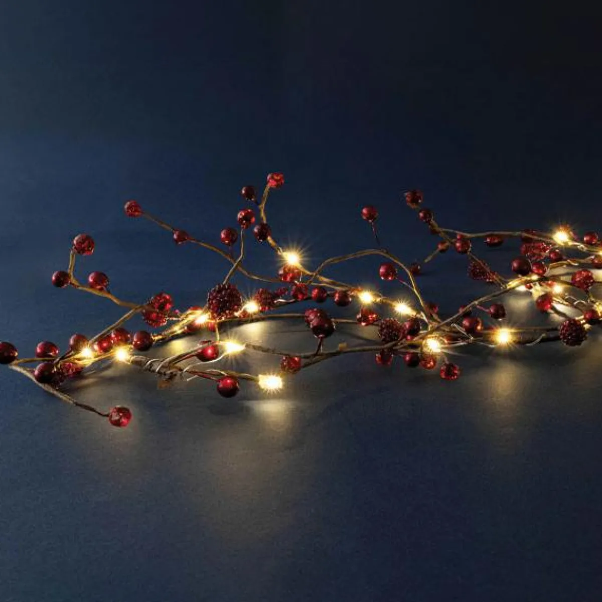 BLACHERE Guirlande lumineuse à piles 45 LED (180 cm) Baies et blanc chaud Rouge Outlet