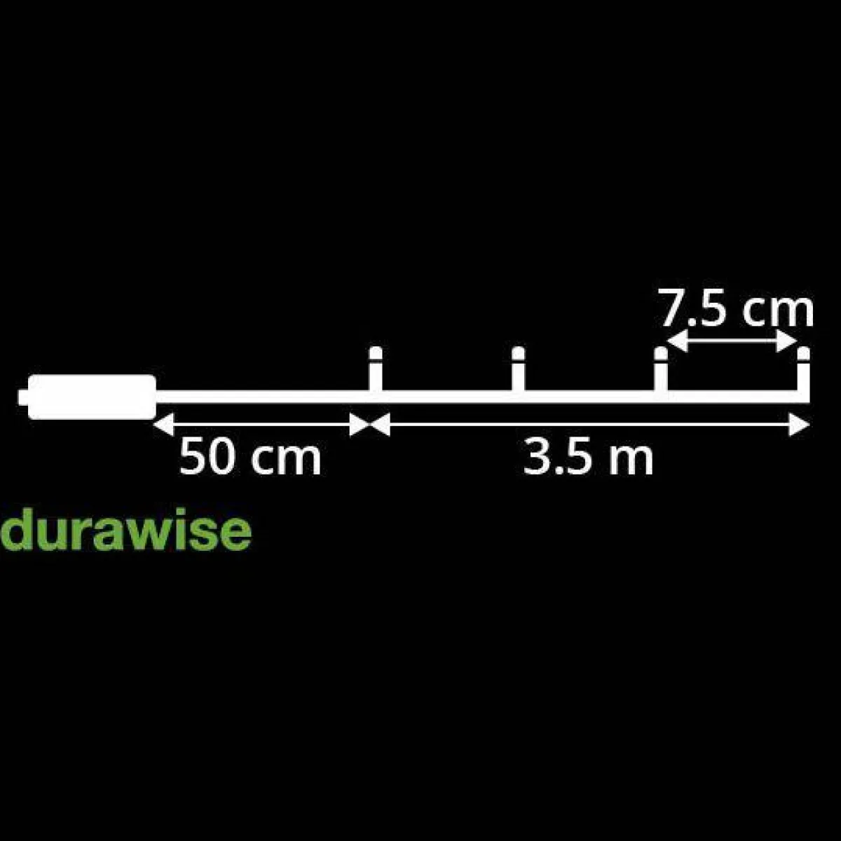 KAEMINGK Guirlande lumineuse à piles 3,50 m 48 LED câble noir Durawise Blanc froid Blanc Froid - câble noir