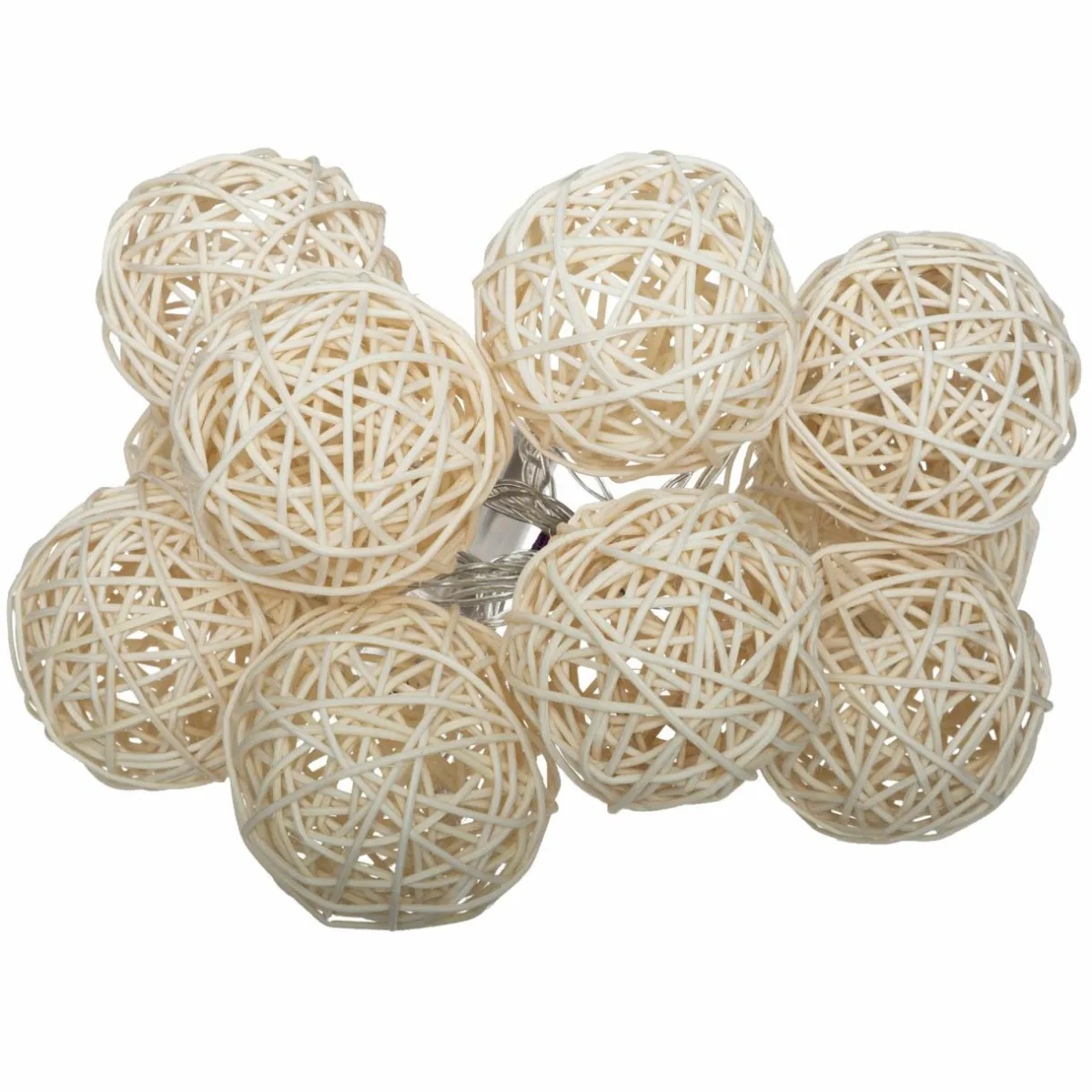 ATMOSPHERA Guirlande lumineuse déco à piles 10 boules 1,65 m Rotin Beige Sale