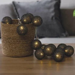 ATMOSPHERA Guirlande lumineuse déco 20 boules 4,36 m Bobina Noir Outlet