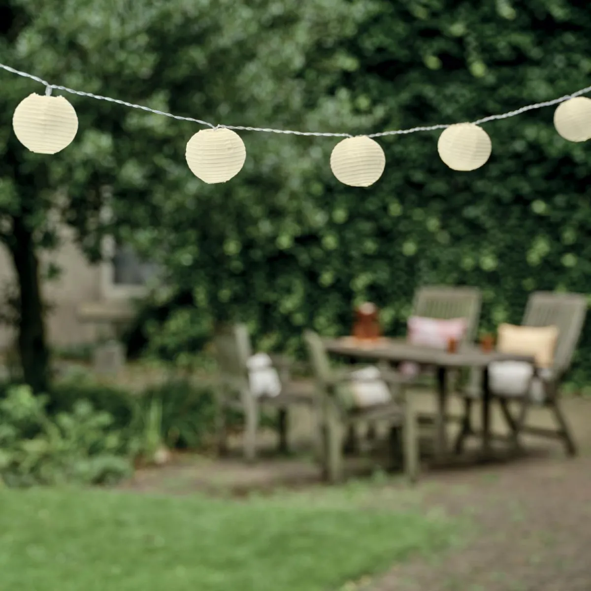 KAEMINGK Guirlande lumineuse extérieure à piles 10 LED (2,7 m) Lanternes chinoises hes Blanc Clearance