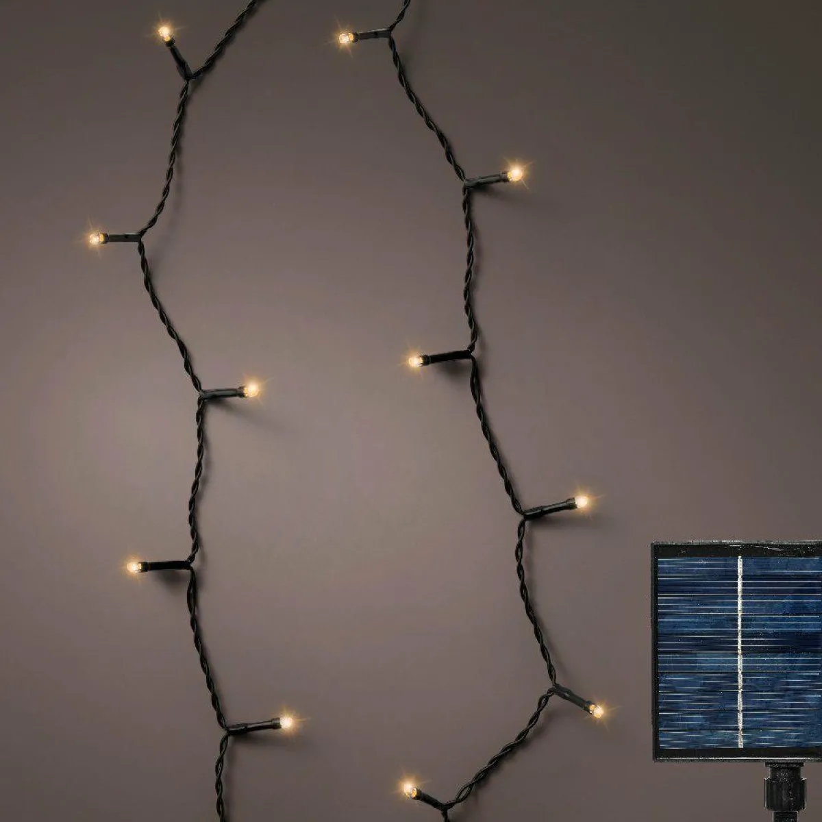 KAEMINGK Guirlande lumineuse Solaire 18 m 240 LED câble noir Rechargeable Blanc chaud Hot