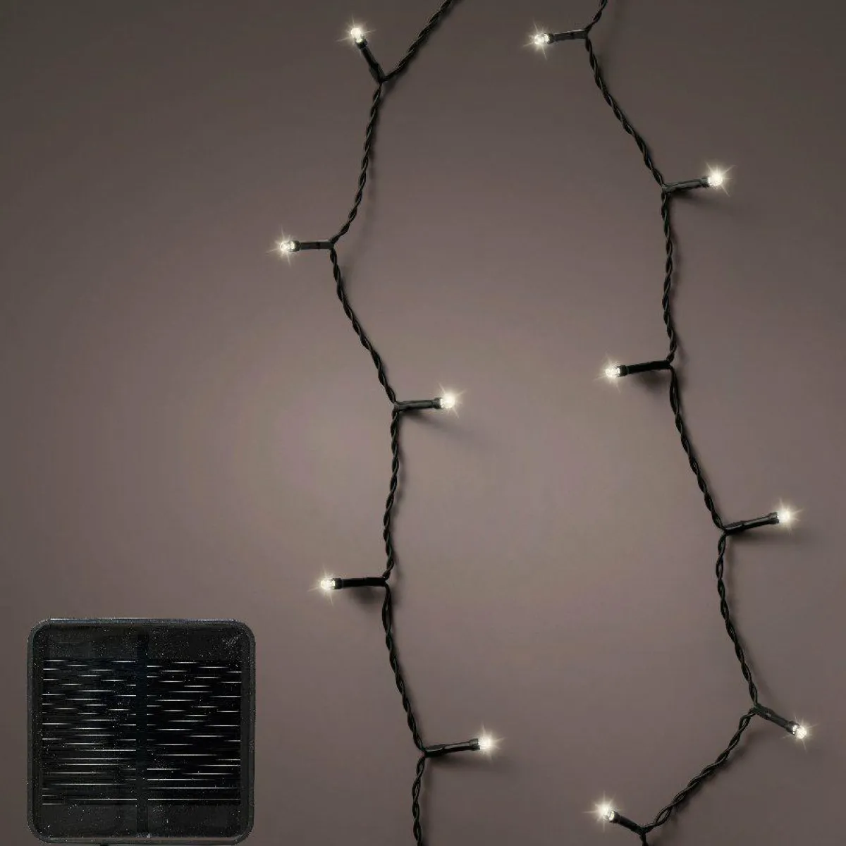KAEMINGK Guirlande lumineuse Solaire 9 m 120 LED câble noir Rechargeable Blanc froid New