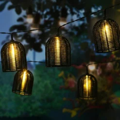 KAEMINGK Guirlande lumineuse solaire résine tressée 10 LED (2,70 m) Garden chic Noir Best