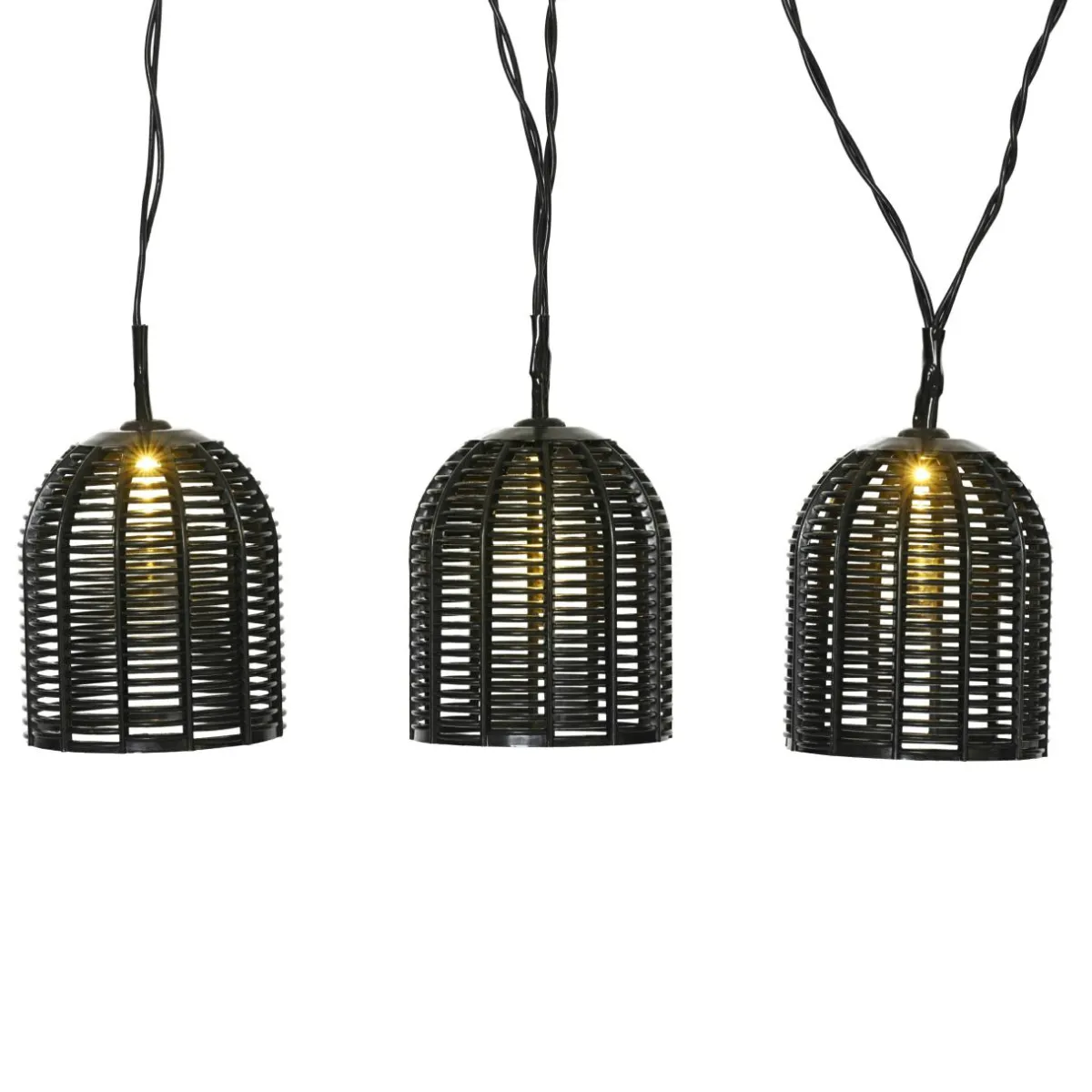 KAEMINGK Guirlande lumineuse solaire résine tressée 10 LED (2,70 m) Garden chic Noir Best