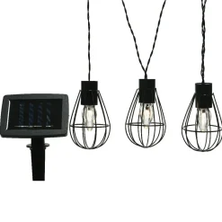 #N/A Guirlande lumineuse solaire en métal 3,5 m 8 LED Indus Blanc chaud Noir