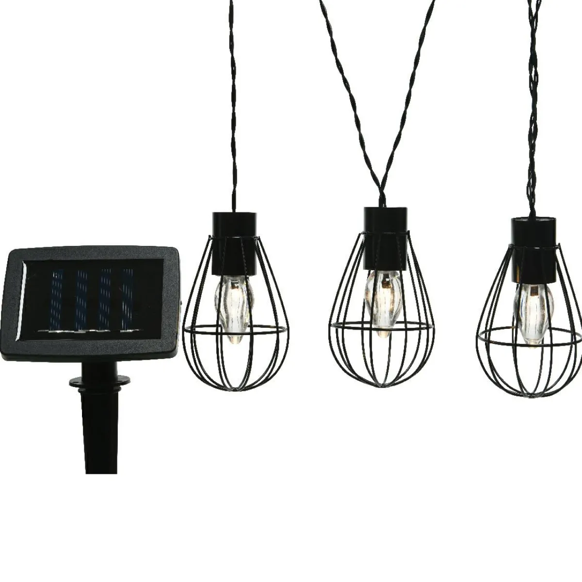 #N/A Guirlande lumineuse solaire en métal 3,5 m 8 LED Indus Blanc chaud Noir