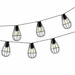 #N/A Guirlande lumineuse solaire en métal 3,5 m 8 LED Indus Blanc chaud Noir