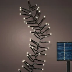 KAEMINGK Guirlande lumineuse Solaire rechargeable 14 m 1512 LED câble noir Grappe Blanc chaud New
