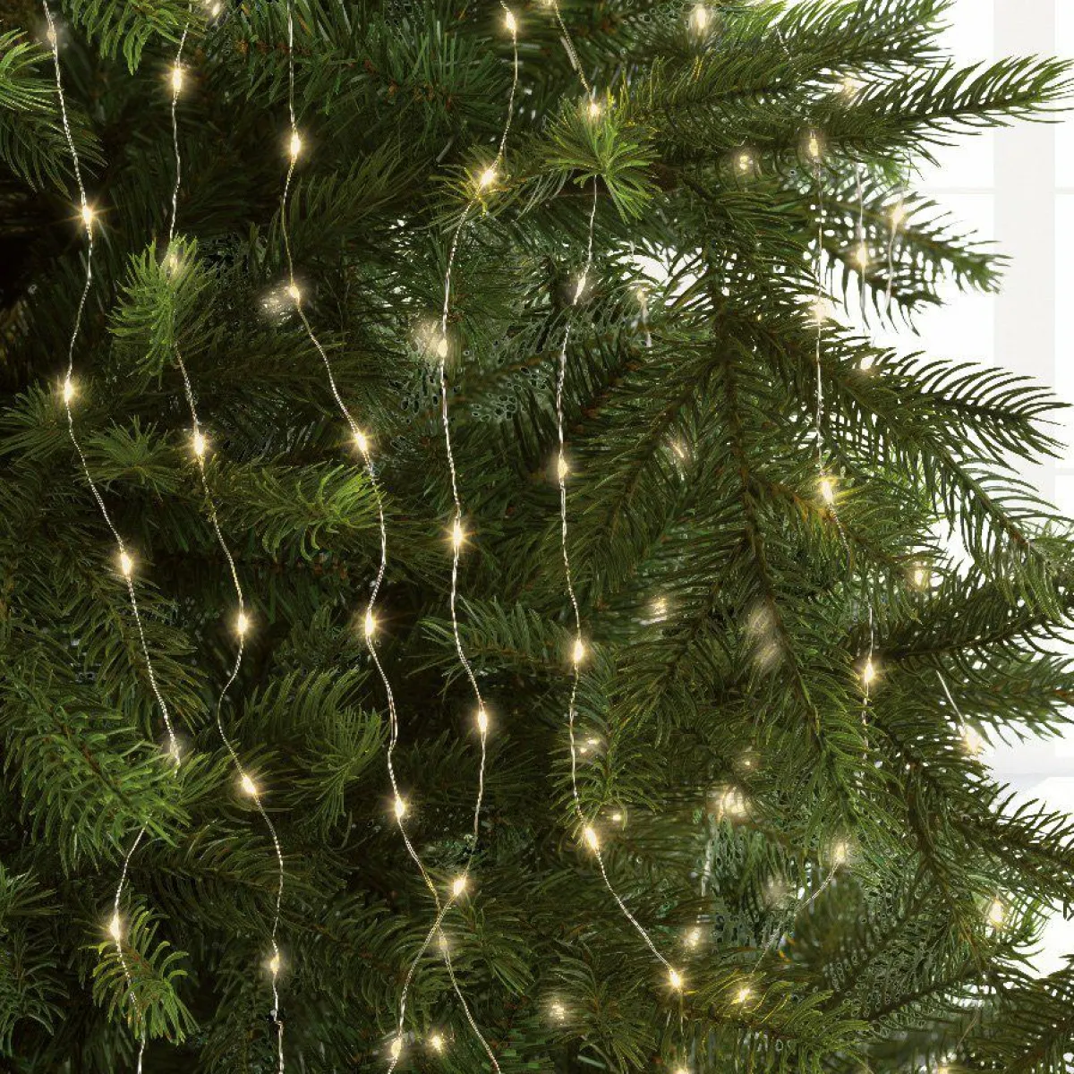 KAEMINGK Guirlande rideau pour sapin H1,80 m 408 Micro LED câble argent Blanc chaud Blanc Chaud - câble argent Sale