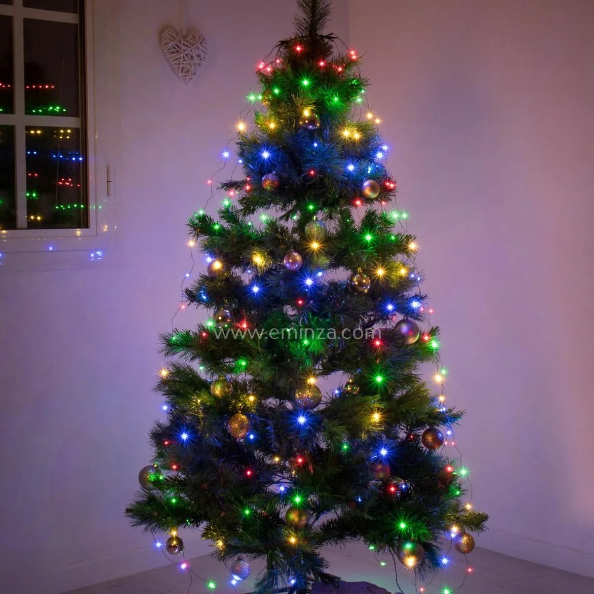 KAEMINGK Guirlande rideau pour sapin H2,10 m 672 Micro LED câble vert Multicolore Multicolore - câble vert Hot