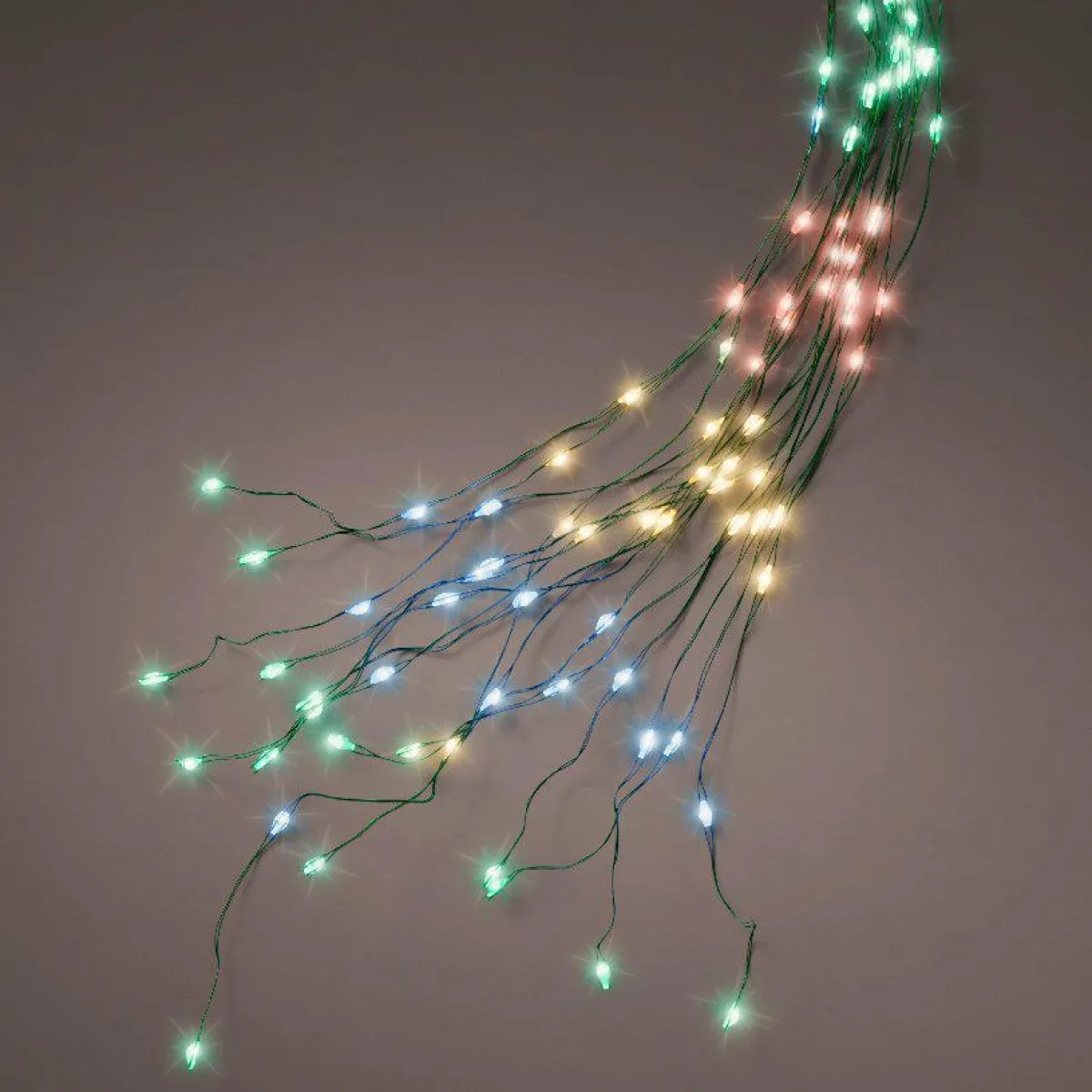 KAEMINGK Guirlande rideau pour sapin H2,10 m 672 Micro LED câble vert Multicolore Multicolore - câble vert Hot