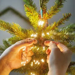 KAEMINGK Guirlande rideau pour sapin H2,40 m 832 Micro LED câble argent Blanc chaud Blanc Chaud - câble argent Online