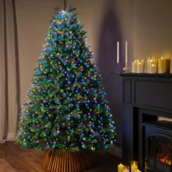 KAEMINGK Guirlande rideau pour sapin H2,40m 832 Micro LED câble vert Multicolore pastel Multicolore Pastel Câble Vert