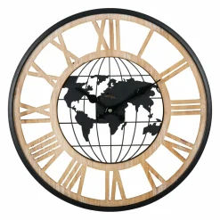 OSTARIA Horloge murale en bois (D40 cm) Monde Noir Best
