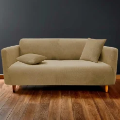 douceur d'intu017drieur Housse de canapé extensible effet gaufré (225 x 245 cm) Sacha Beige Outlet