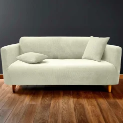 douceur d'intu017drieur Housse de canapé extensible effet gaufré (225 x 245 cm) Sacha Blanc Discount