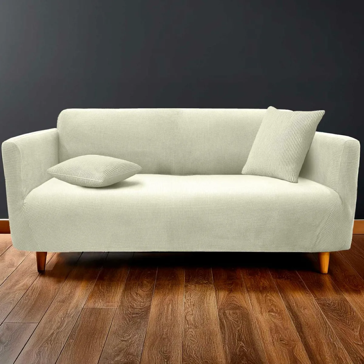 douceur d'intu017drieur Housse de canapé extensible effet gaufré (225 x 245 cm) Sacha Blanc Discount