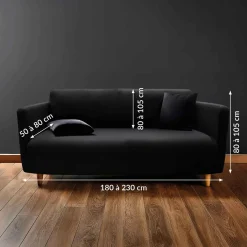 douceur d'intu017drieur Housse de canapé extensible (225 x 245 cm) Mila Noir Outlet