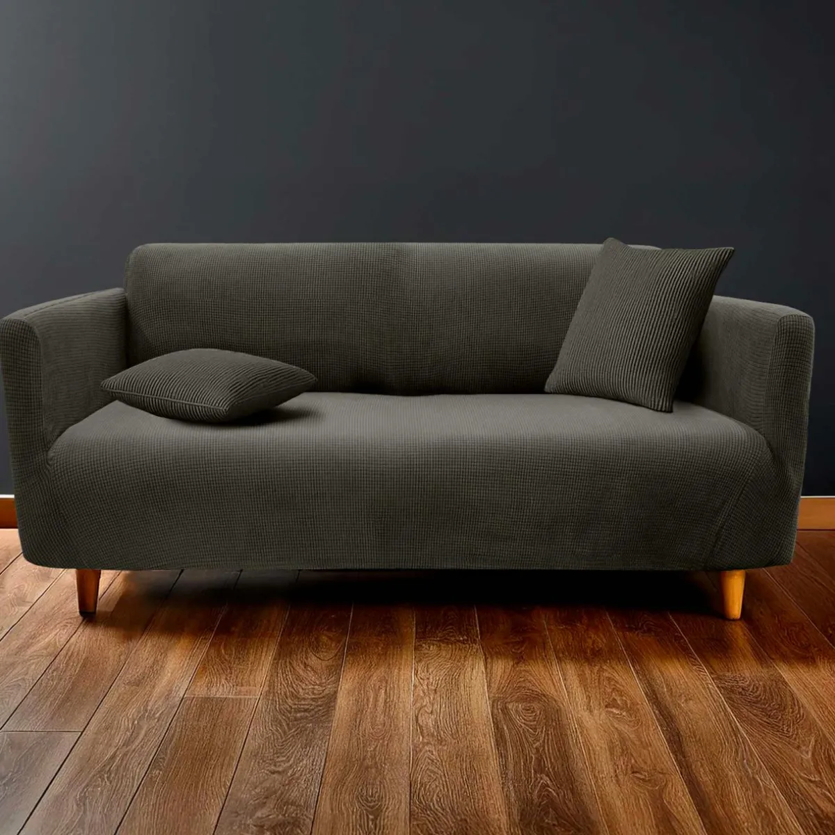 douceur d'intu017drieur Housse de canapé extensible effet gaufré (225 x 245 cm) Sacha Gris Anthracite Outlet