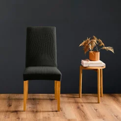 douceur d'intu017drieur Housse de Chaise extensible effet gaufré (40 x 40 cm) Sacha Noir Clearance