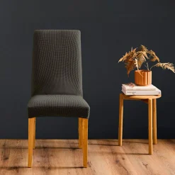 douceur d'intu017drieur Housse de chaise extensible effet gaufré (40 x 40 cm) Sacha Gris Anthracite Sale