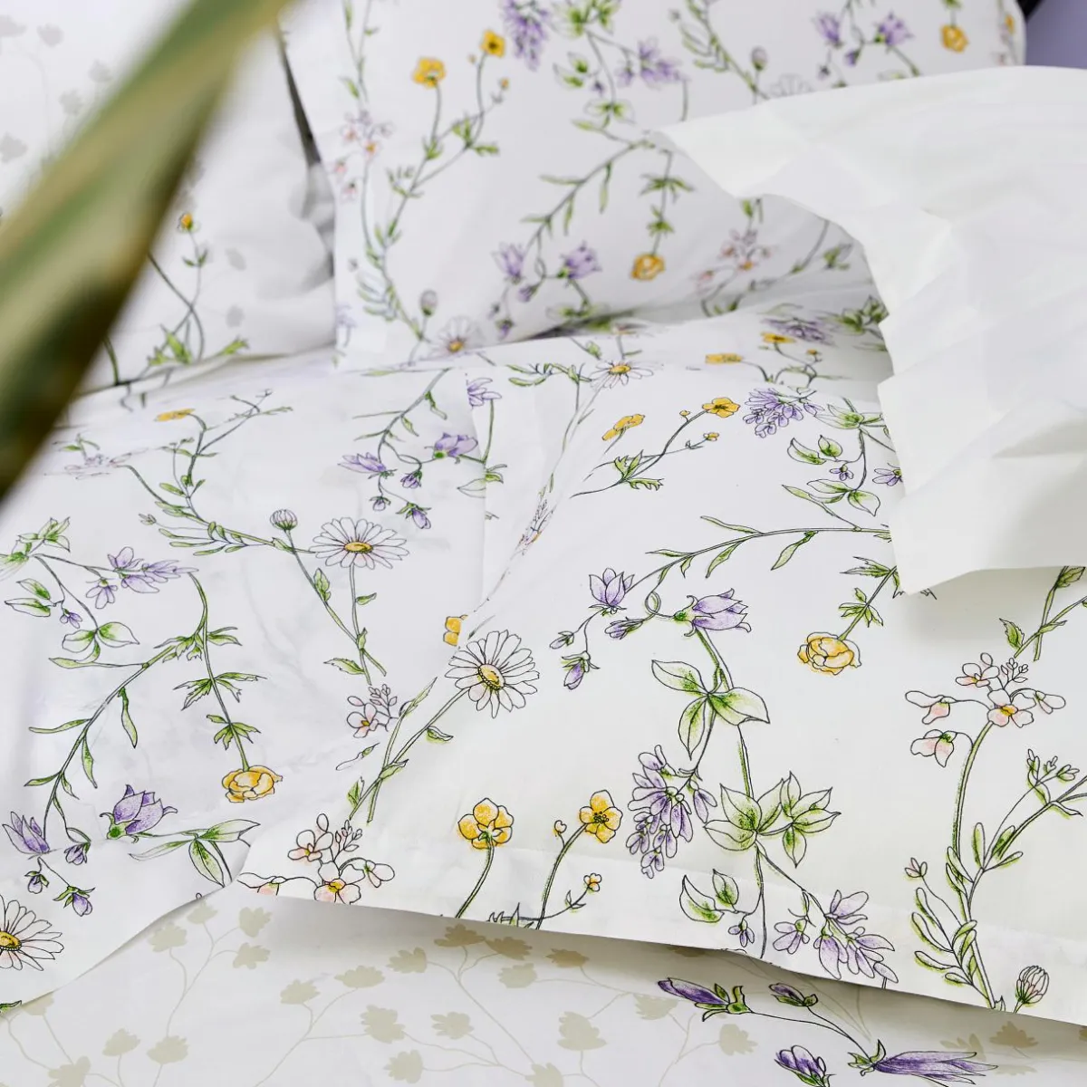 TRADILINGE Housse de couette coton (260 x 240 cm) Foliflora he Blanc Discount