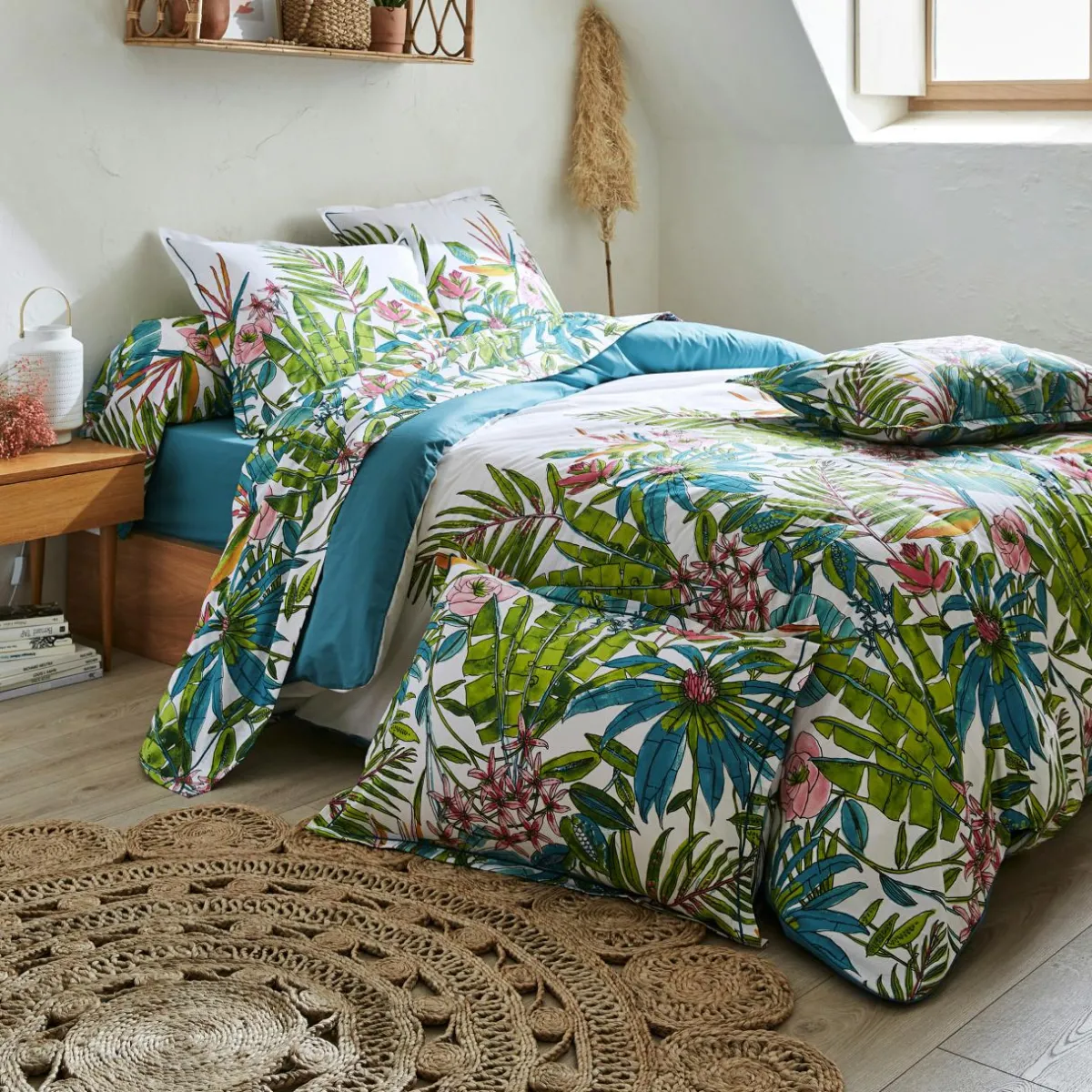 TRADILINGE Housse de couette coton (200 x 200 cm) Sumatra Paon Multicolore Discount