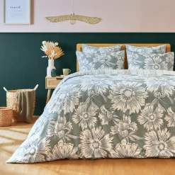 EMINZA Housse de couette coton (260 x 240 cm) Lara Vert Discount