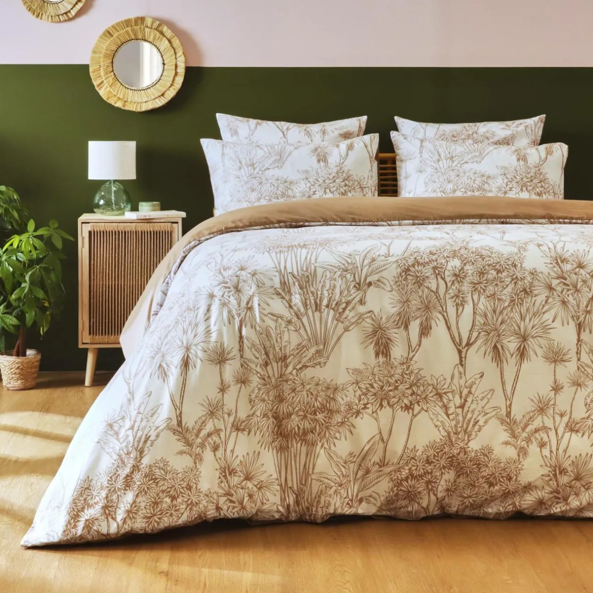 EMINZA Housse de couette coton (200 x 200 cm) Lara Marron Discount