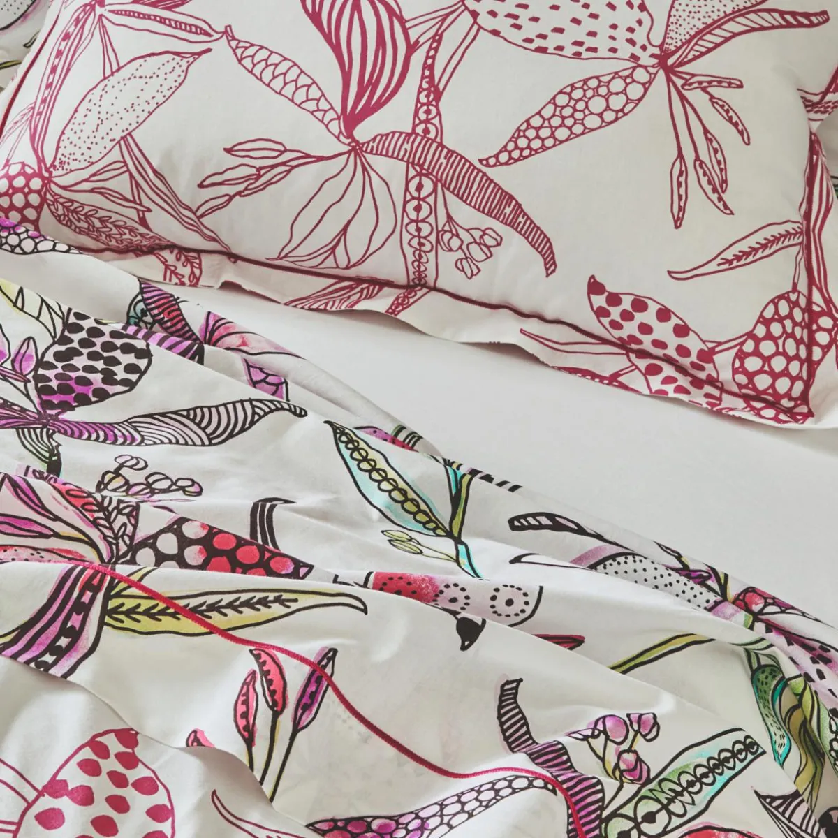 TRADILINGE Housse de couette coton (240 x 220 cm) Pénélope Rose Hot