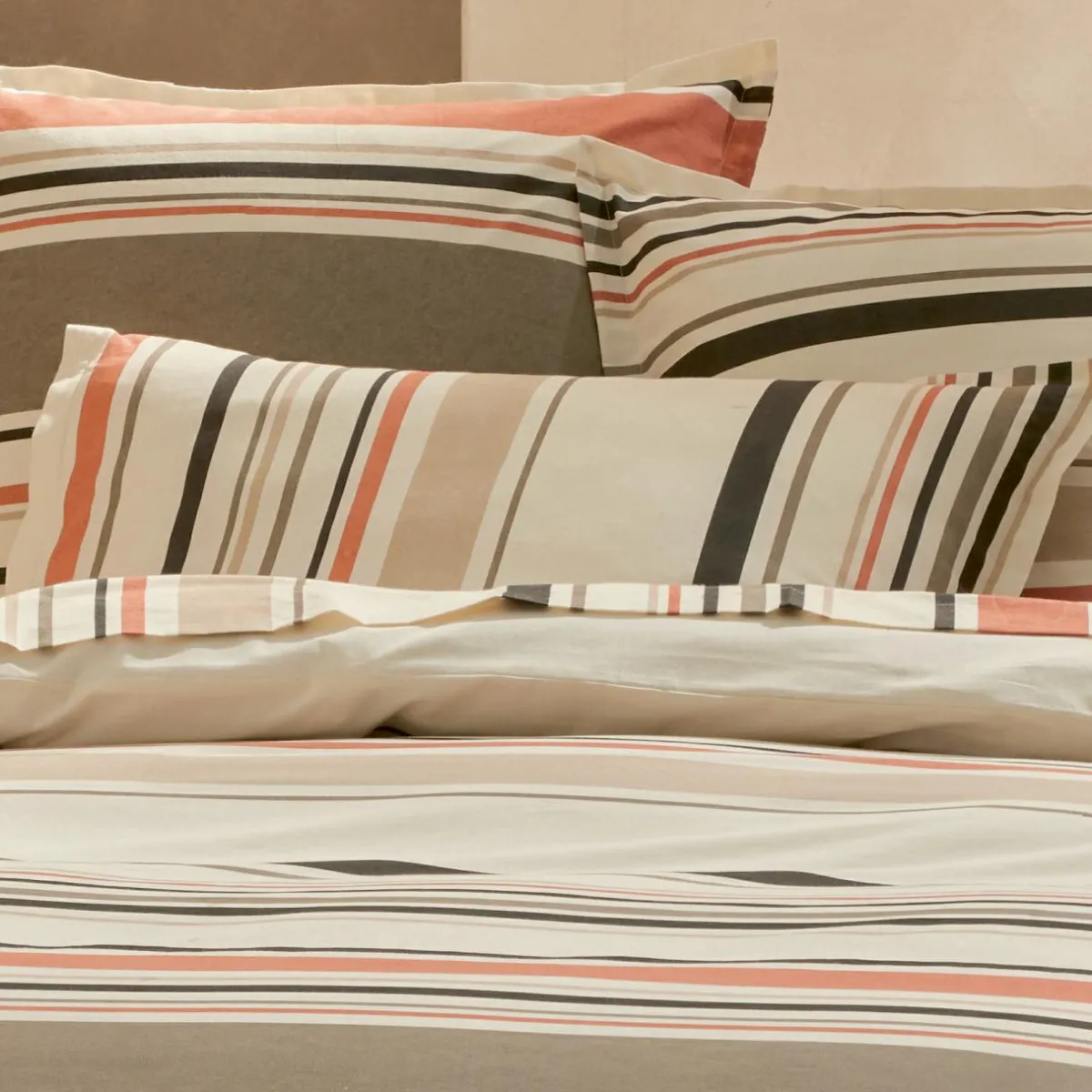 TRADI LINGE Housse de couette coton lavé (200 x 200 cm) Hugo Corail Orange Sale